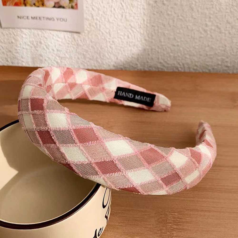 Fashion Solid Color Wide Side Hairbands for Women Korean Simple Charm Plaid Hairbands for Washing Face Daily Wear Hair Accessories X250812