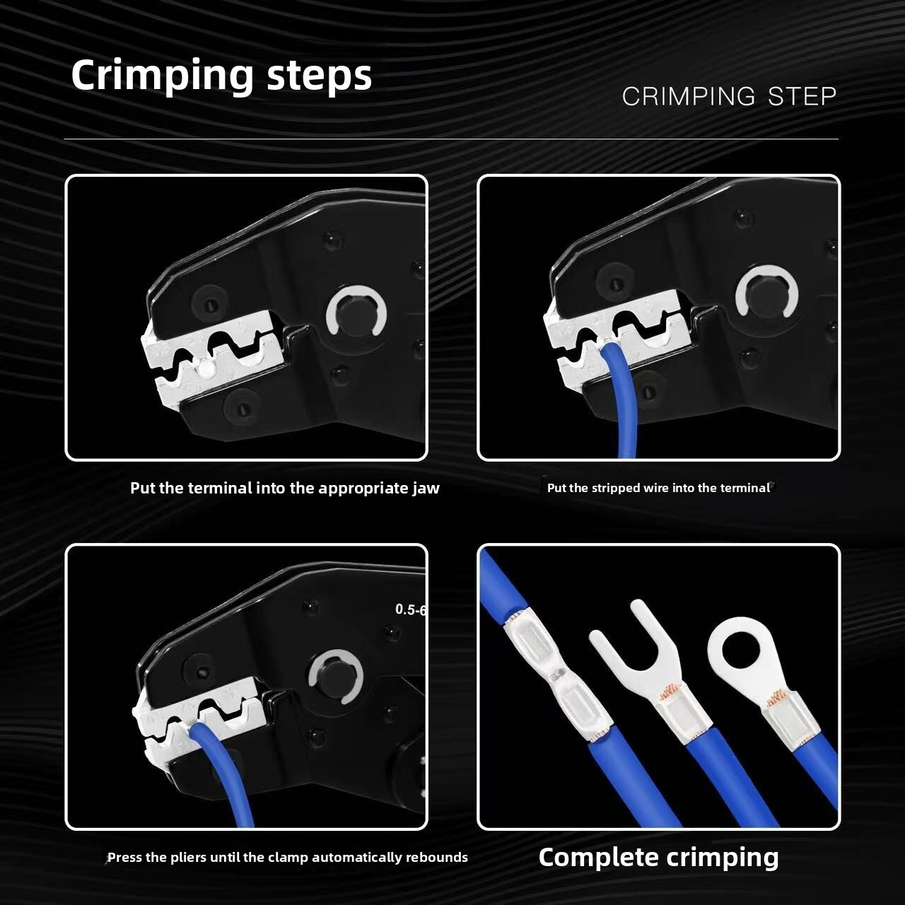 Photovoltaic SN58B Multifunctional Terminal Crimping Wire Clamp Pliers Insert Spring Cold Press Coaxial Insulated SN Copper Cable