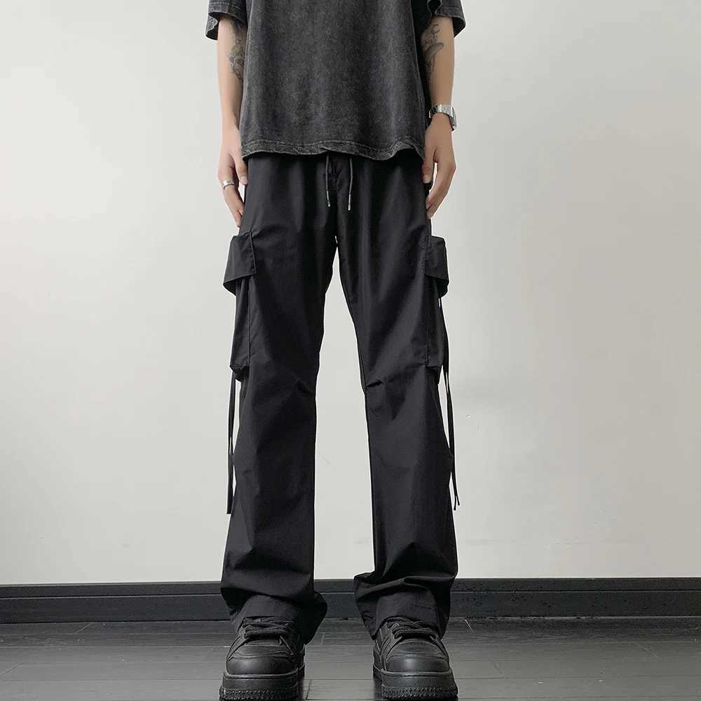 2025 Style Casual Pants Cargo Trousers High Street Drawstring Workwear Trendy Loose Versatile Straight Wide-Leg Casual Pants X250812
