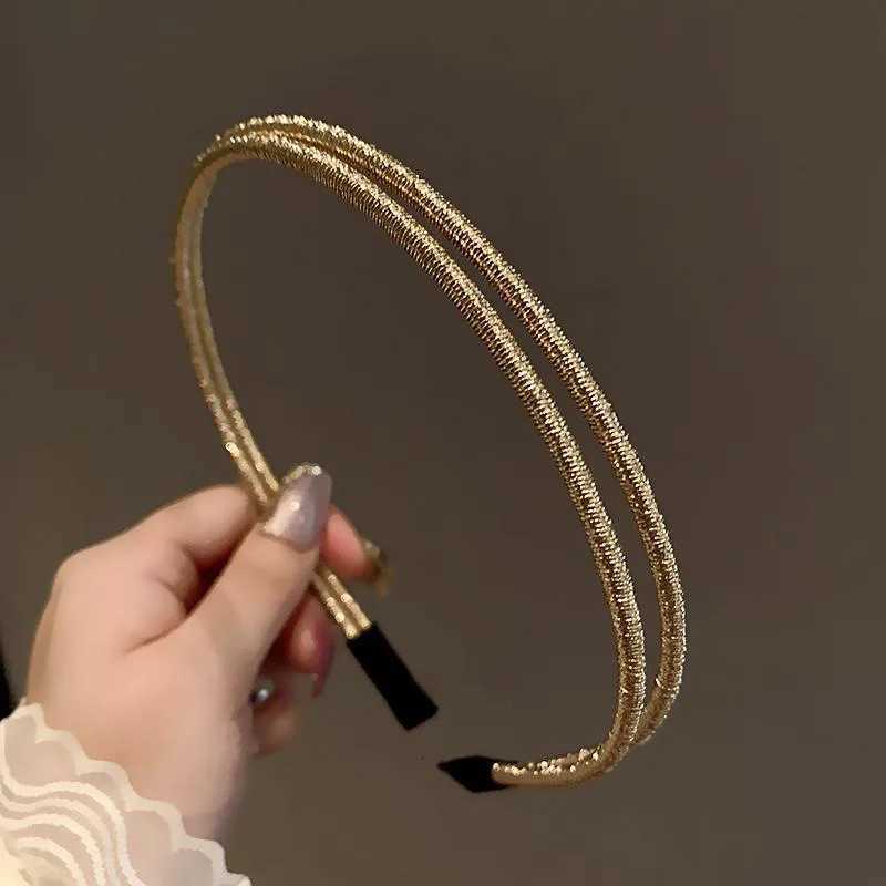 Simple New Two Layers Hairbands Metal Gold Color Band for Women Street Bands Wear X250812