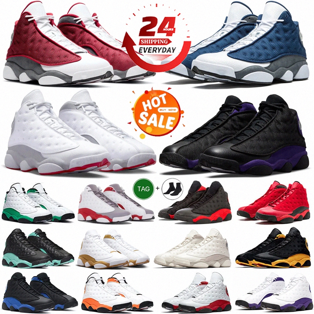 With Box 13 13s Basketball Shoes Designer Shoes Panda J13 Outdoor Sneakers For Men Women Red Black White Flint Wheat Wolf Grey Playoffs Purple Cap Gown Sports Trainers