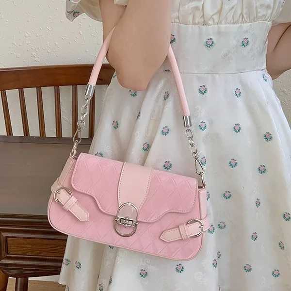 Womens Pink Bag Kawaii Korean Version Fashion Maillard Bag Flip Cover Bag s Versatile Single Shoulder Underarm Bag Z250812