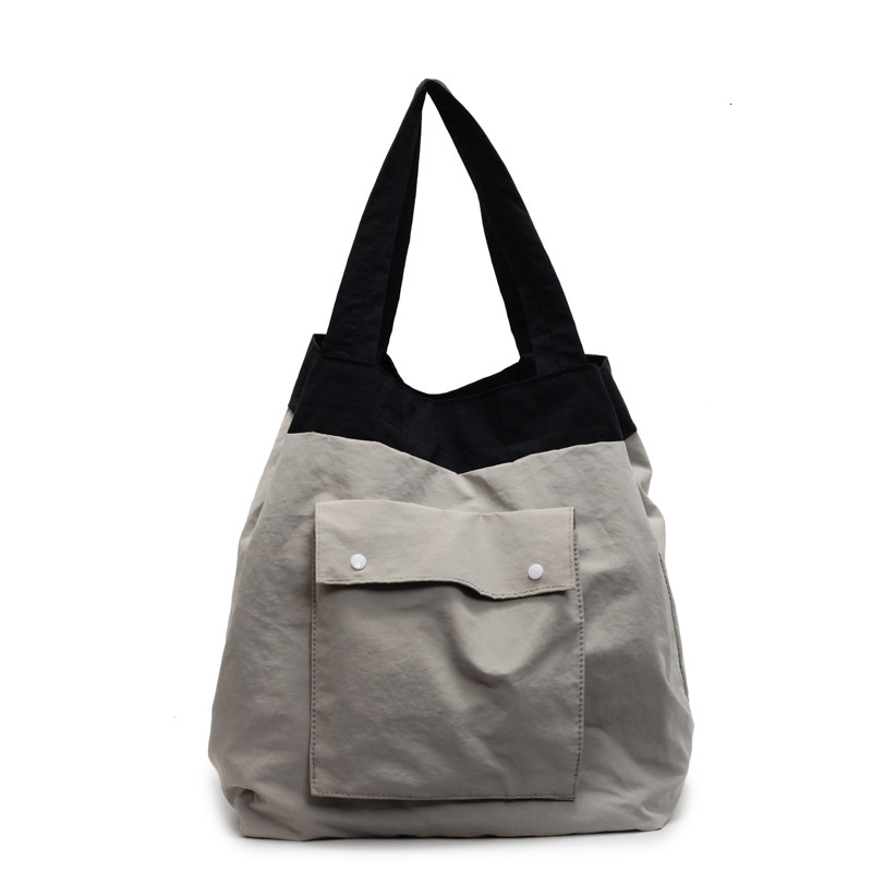 Large Capacity Fabric Lazy for Women New Trendy Fashion Simple Color-Block Casual Commuter Shoulder Tote Bag