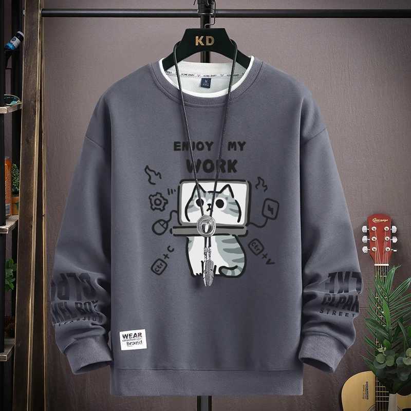 Man New in Hoodies Sweatshirts Cartoon Cat Graphics Mens Long Sleeve T-shirt Oversized S-5XL Pullover Youth Popular Clothes Y250811