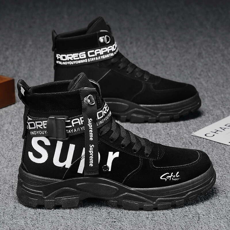 2024 New Spring Free shipping and Autumn Versatile Round Toe High-top Trendy Martin Military Boots Men's Shoes