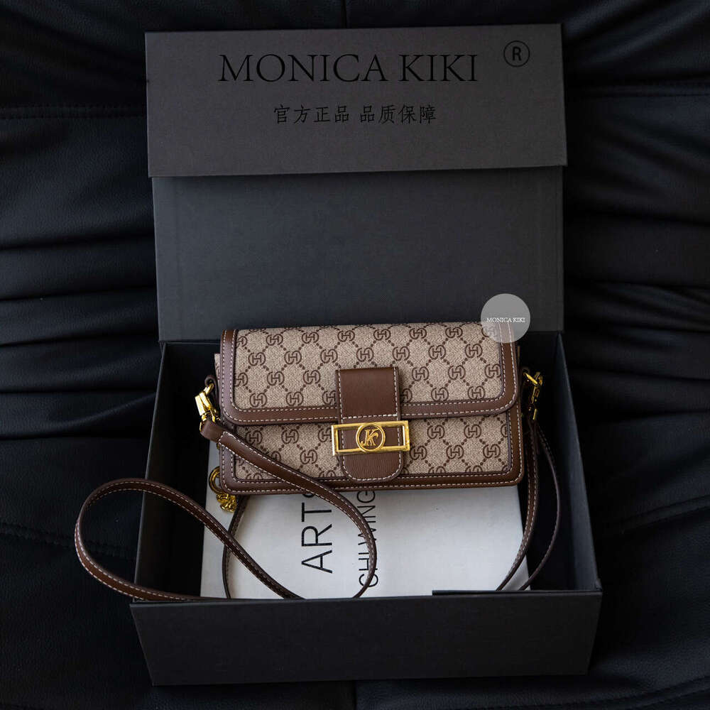 Chain Monica Qiqi Flap Color-Block Monogram Gray Small Square Bag for Women 2025 New Single Shoulder Crossbody