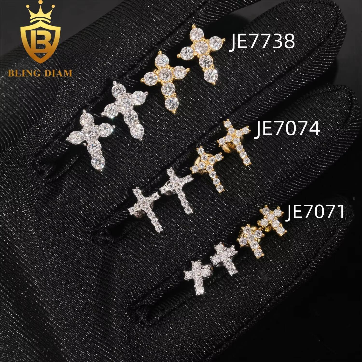 48 Hours Ready to Ship Fine Jewelry 925 Sterling Silver Vvs1 Moissanite Cross Hoop Earrings Vintage for Women Men