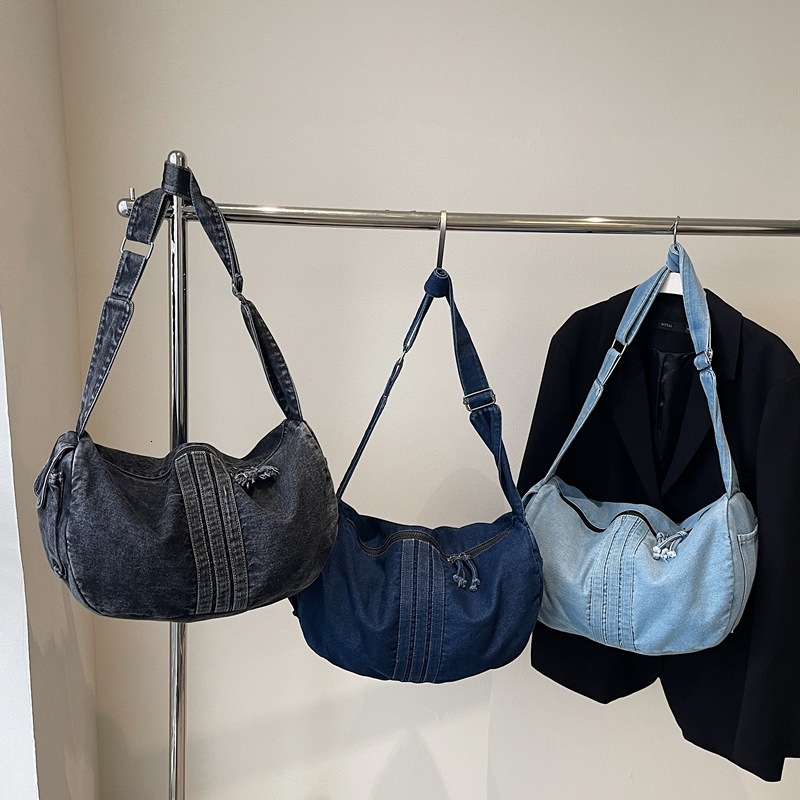 Washed Denim Underarm Large for Women New Versatile Commuter Tote Autumn Winter Textured Crossbody Bag