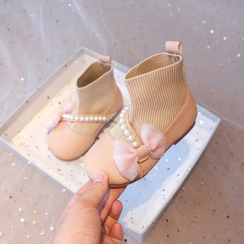 2024 Autumn Winter Brand New PU Leather Lace Bow-knot Sweet Soft Girls Princess Boots Ankle Boots Slip-on Soft XJ250812