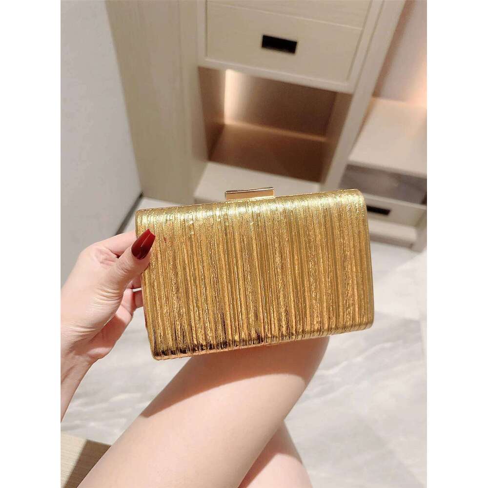 Designer Bags Cross-Border New High-End Dinner Pu Clutch Metal Brushed Texture Banquet Dress Bag For Women Luxury Bag