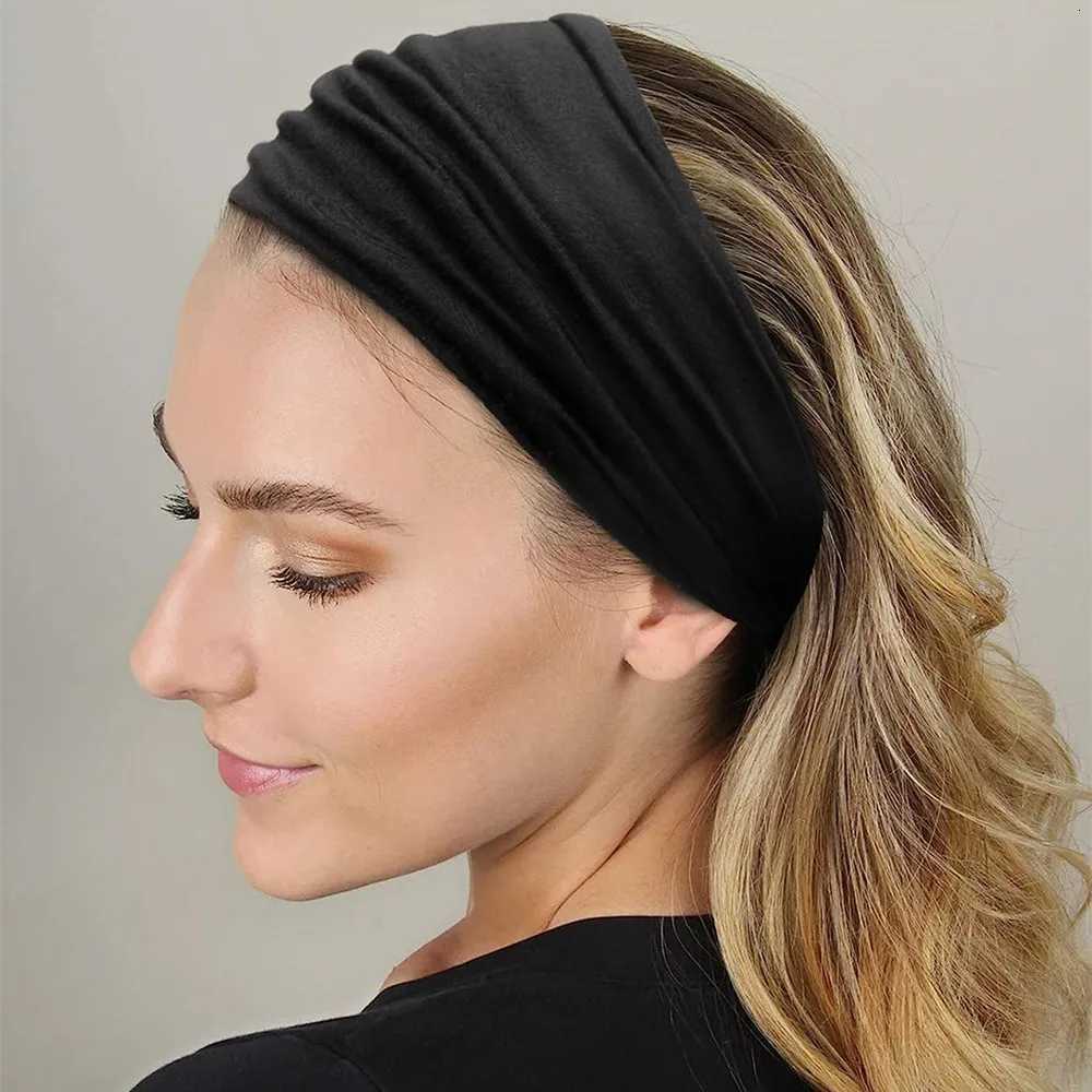2023 Wide Headbands for Women Stylish Head Wraps Boho Hairbands Sport Yoga Turban Cotton Non-Slip Bandana Hair Accessories XJ250812