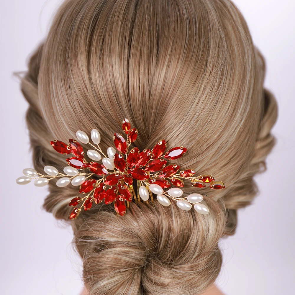 15Color Pearl Hair Comb for Women Wedding Headpiece Handmade Bridal Accessories Jewelry Trendy Bride Party Tiara 250804