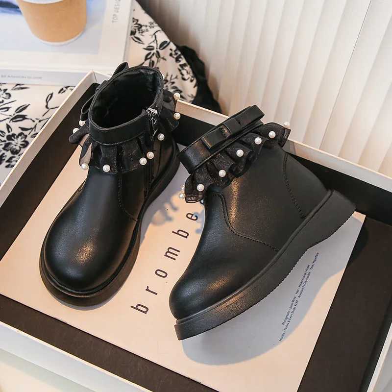 Fashion Girls Ankle Boot Sweet Lolita Sle Princess Lace Childrens Casual Boots Versatile Elegant Kids School Leather Boots XJ250812