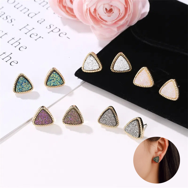 Korean Version Haruku Triangle Matte Iridescent Time Starry Sky Earrings Women's Jewelry