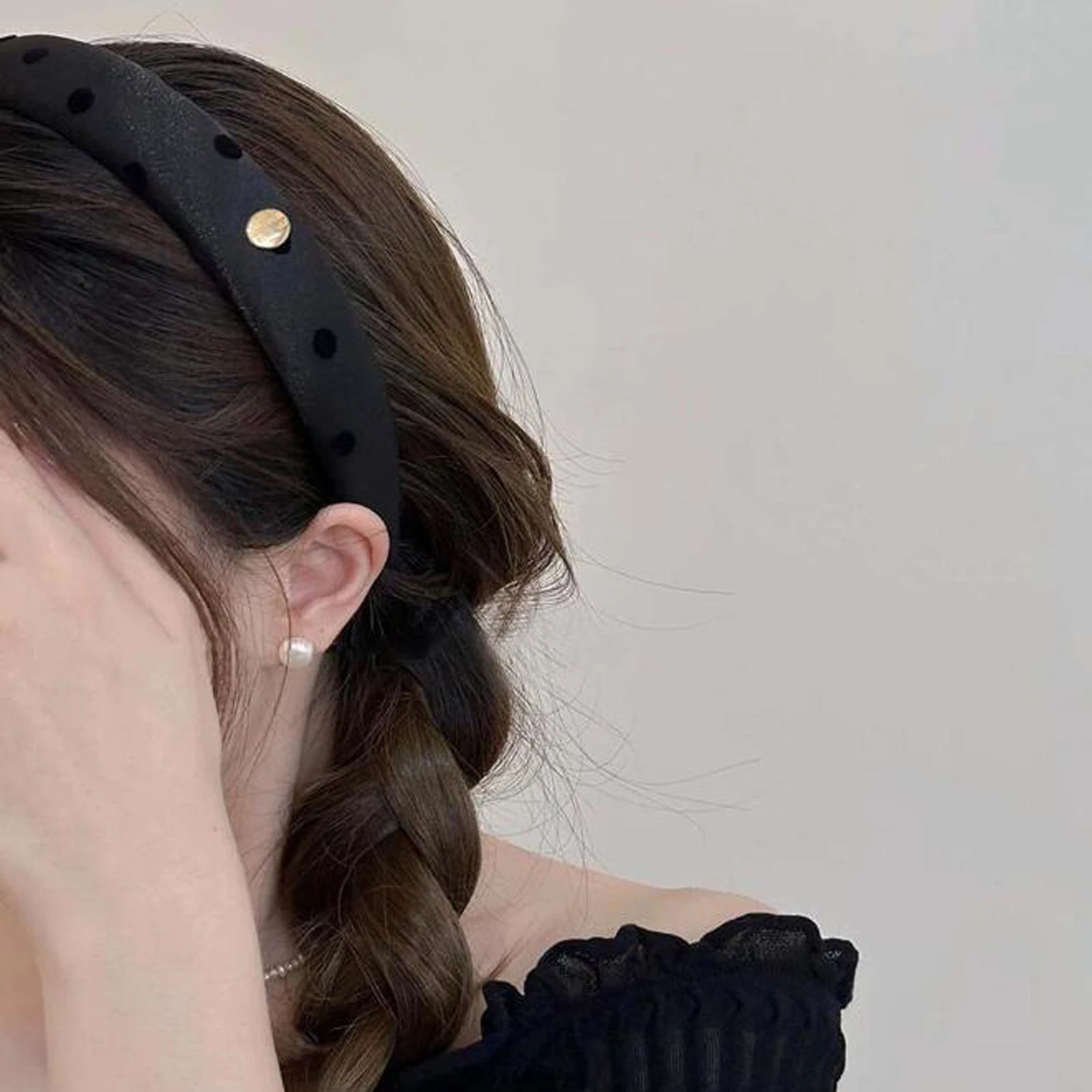 PROLY Fashion Headband For Women Casual Black White Point Hairband Soft Spongy Headwear Autumn Hair Accessories For Adult 250805