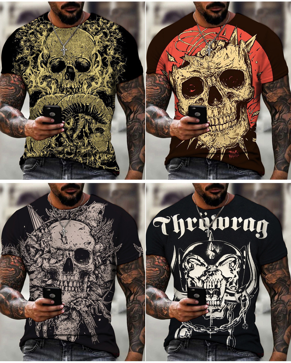 Horror Skull 3D Printed Men's T-Shirt Summer Fashion Hot Sale