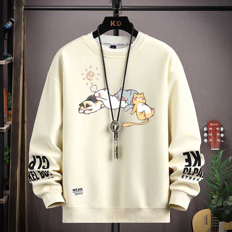 Spring Autumn Men Clothing Sweatshirt Japan Fashion Streetwear Long Sleeved Hoodies Men Casual Harajuku Cartoon Sweatshirt Men Y250811