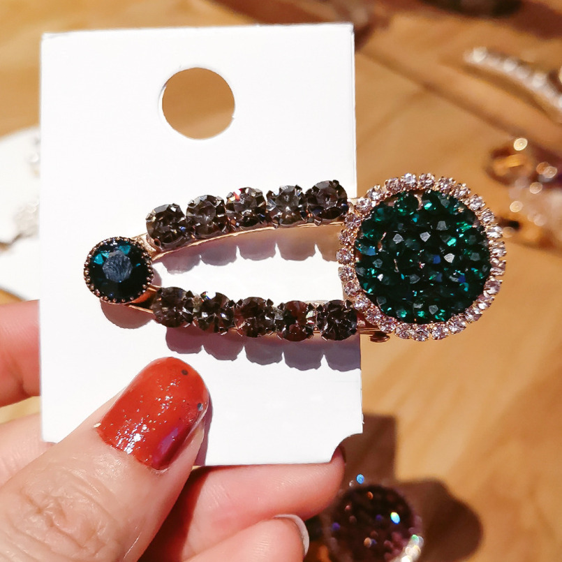 Korean Style Dongdaemun Hair Full Diamond Edge Rhinestone Bangs Small Duckbill Fashion One-word Clip Female Internet Celebrity Hairpin