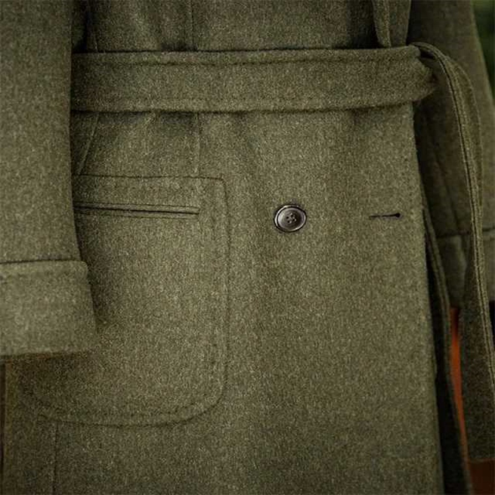 High Quality Long Woolen Coat Double Breasted Autumn Winter Thickened Belted Outerwear Formal Business Warm Long Coat