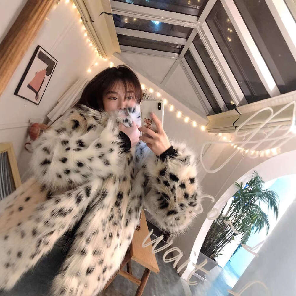New Cat Pattern Fox Fur Grass Coat for Women, Short Style, Elegant and Stylish, Casual Suit, Hairy Coat