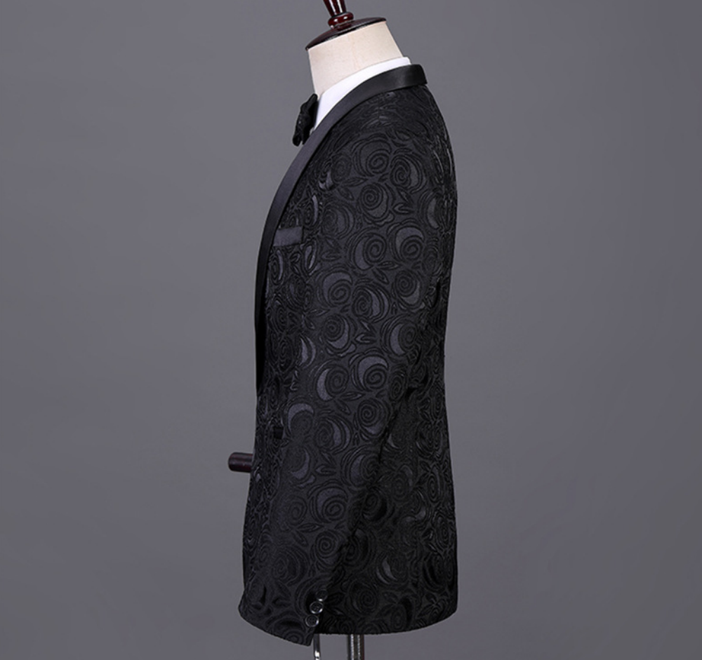 Luxury Jacquard Men's Suits 3 Piece Blazers Vest Pants Shawl Lapel Single Breasted Business Casual Wedding Groom Tuxedos