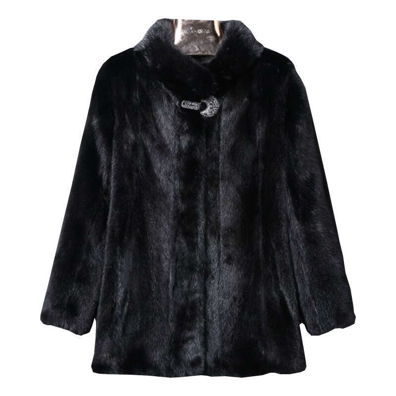 Middle-aged women's mink coat, complete mink grass coat, mink stand-up collar fur short Korean-style casual slimming jacket