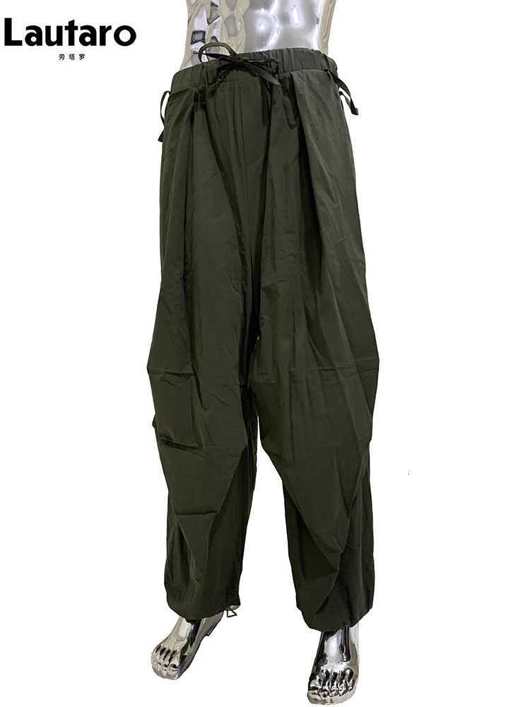 La Tarao Spring Autumn Long Oversized Baggy Wide Leg Pants Men Elastic Waist Drawstring Loose Casual Korean Fashion Clothes 2025 W250812