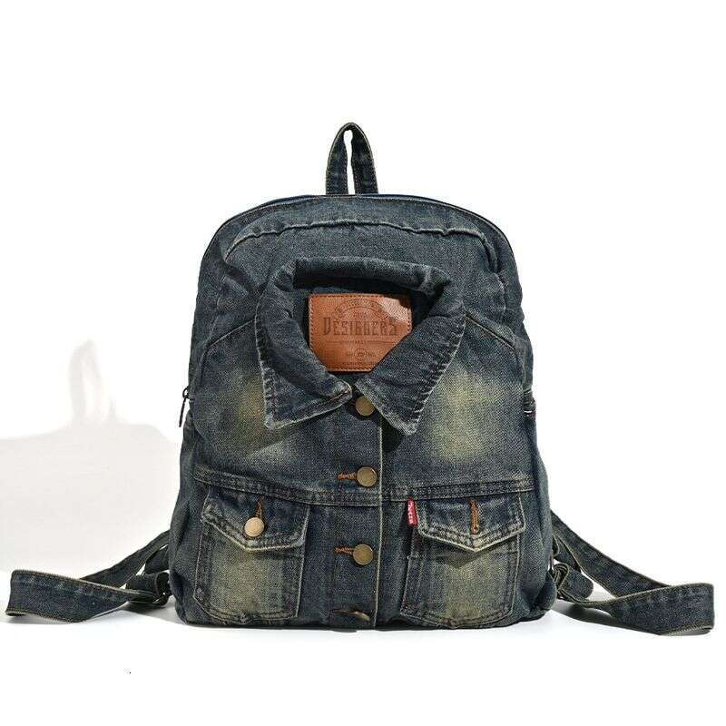 Washed Multi-Pocket Denim Leisure Large-Capacity Student Class Backpacks Handbags 2025 Spring And Summer New