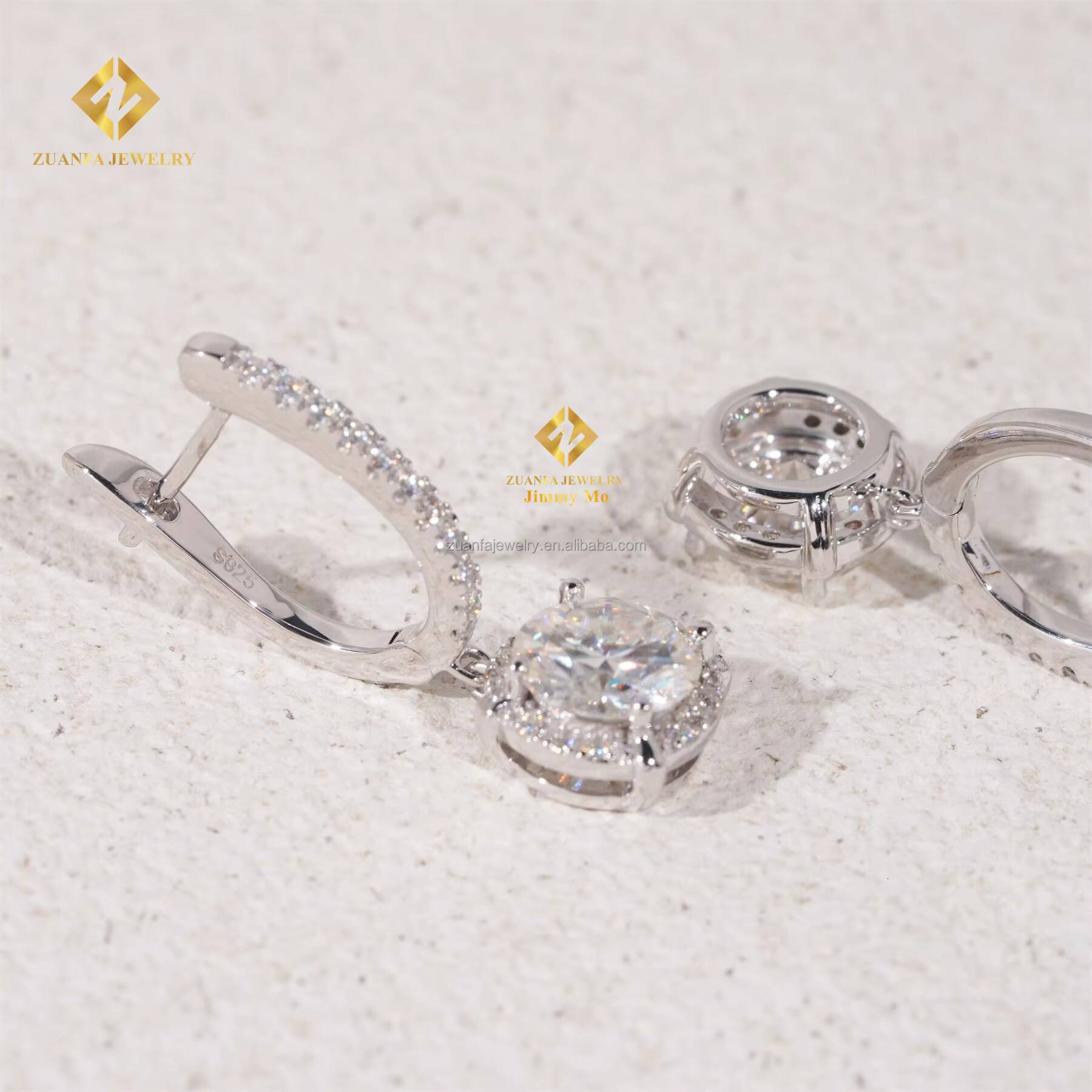 Fashion Luxury Elegant Style Women Earring Jewelry 925 Silver Vvs1 Moissanite Diamond Hoop Drop Earrings Women Gift