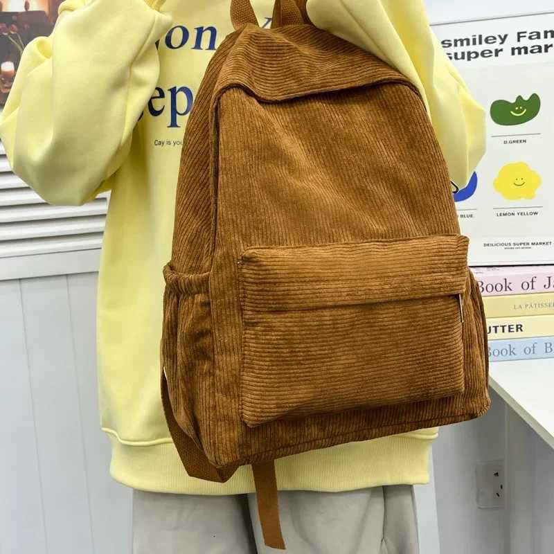 Versatile Zipper Corduroy Solid Colors Fashion Backpacks 2025 New Large Capacity Sewing Thread Schoolbags for Women Causal Y250811