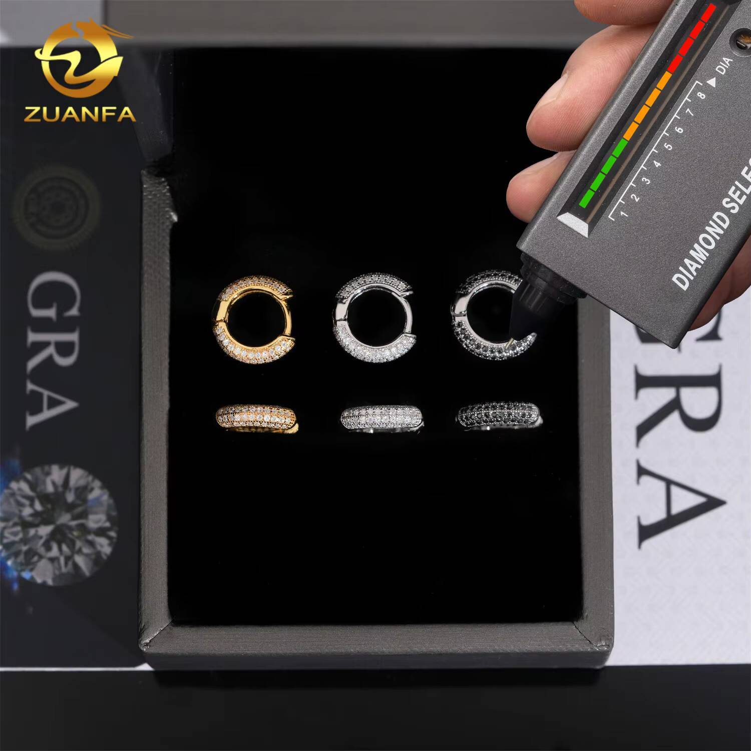 Wholesale D VVS Moissanite Hoop Earrings Screw Back 925 Silver Hip Hop Earrings for Men and Women