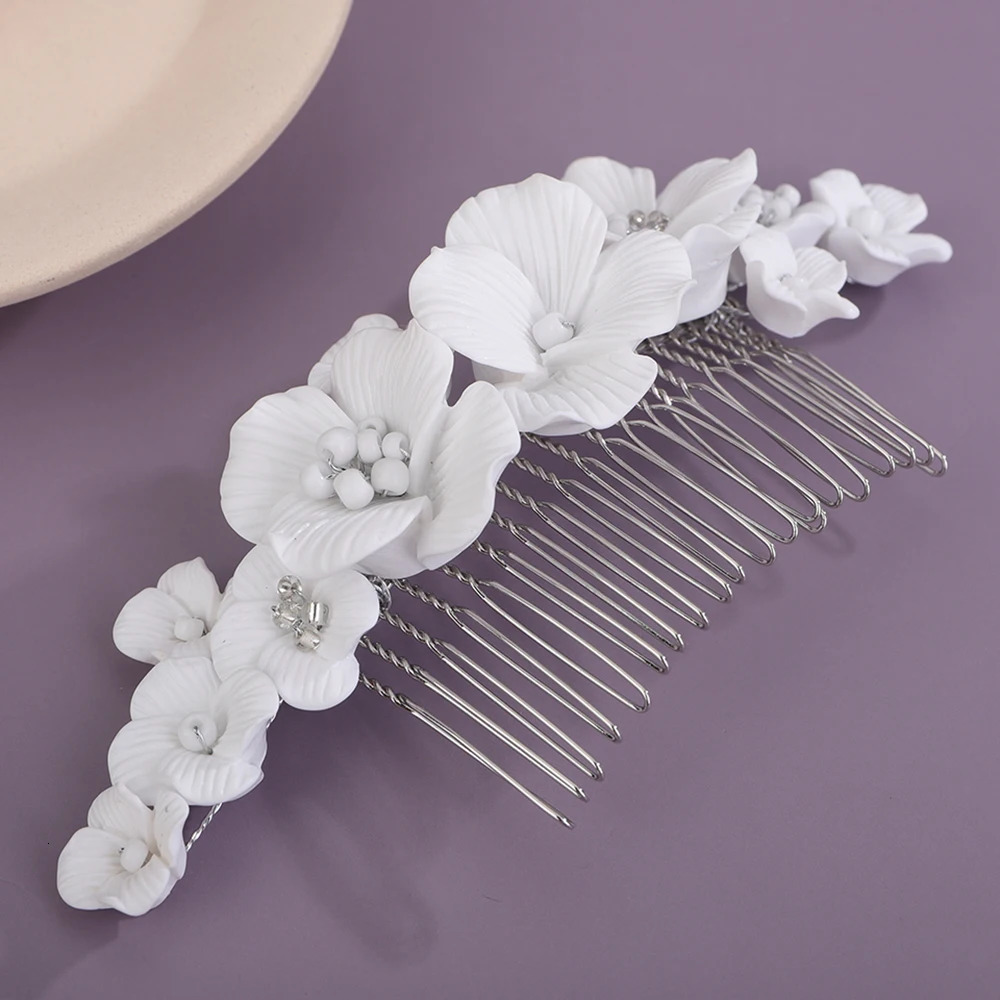 Silver Women Flower Hair Comb Gold Crystal Bridal Piece Handmade Wedding Accessories Jewelry 250804