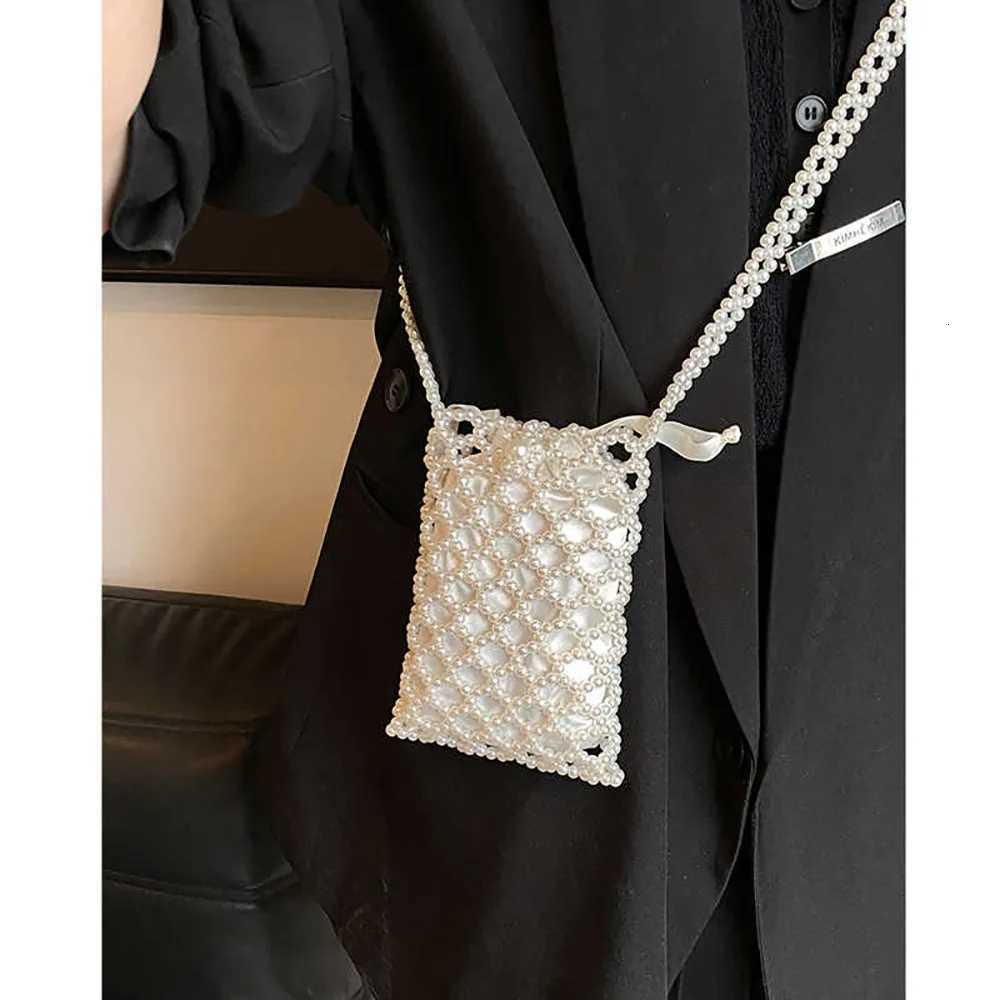 Pearl Bag Women Design Mini Phone Single Shoulder Bags Beading 2025 New Summer Chains Crossbody Bag for Wallet Daily Pack Z250812