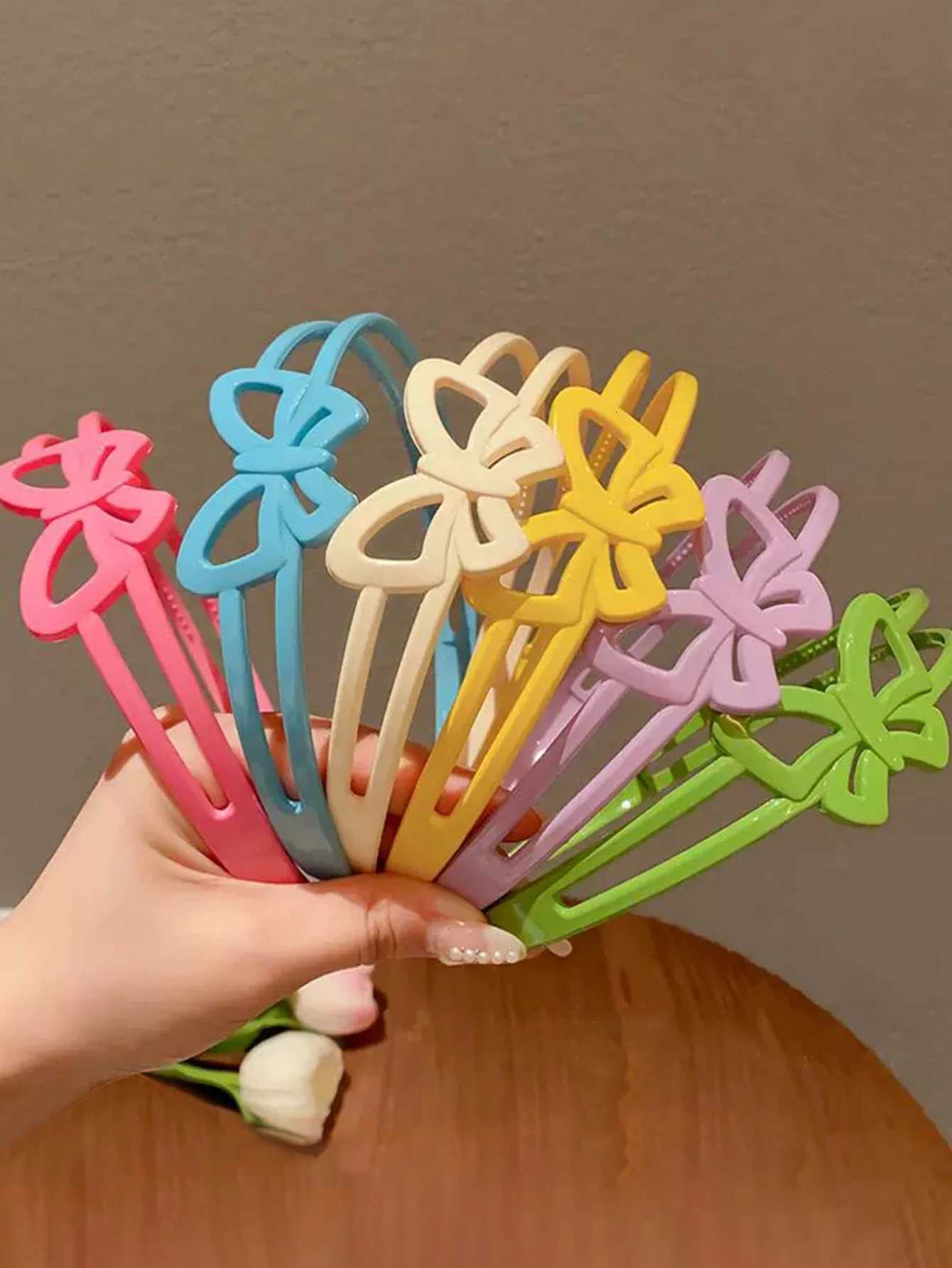 1/6Pcs Fashion Glossy Flower Bands for Girls No Slip Hairband Elastic Hair Hoop Kids Teen Sweet Hair Accessory X250812