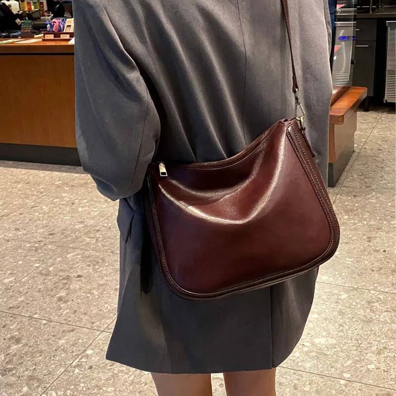 2025 quality cow leather Shoulder Crossbody Women handbag fashion casual tote bucket bag large capacity solid color ddmymarket