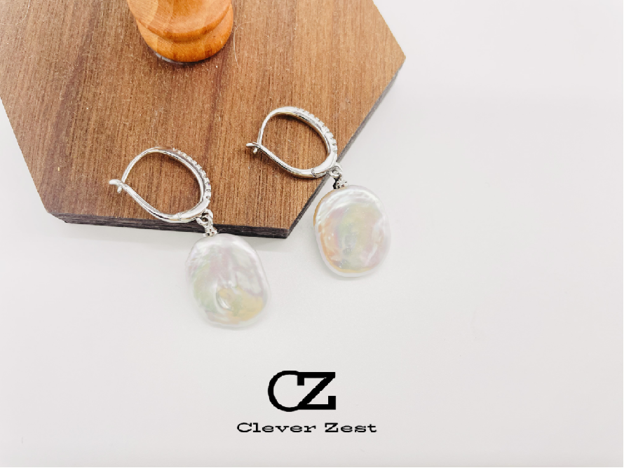 Natural freshwater baroque pearl earrings with silver and diamond party style, fashionable and simple, versatile for everyday wear, birthday gift