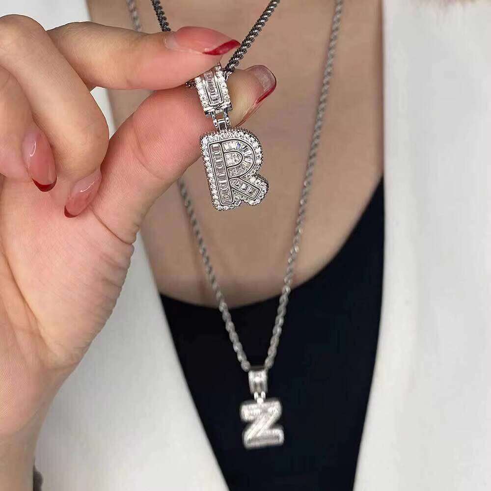 Cross-Border Pop Hip-Hop Rock Sugar Letter Zircon Necklace Personalized Jewelry Niche Design Men's Pendant