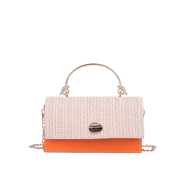 Summer Stylish for Women New Woven Simple Fashion Korean Version Textured Chain Trendy Crossbody Small Square Bag ddmymarket