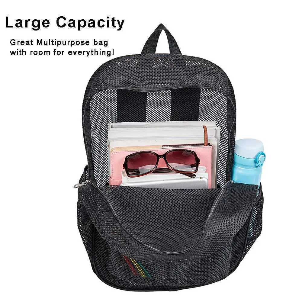 Womens Mesh Breathable Backpack Portable Hollow Casual Outdoor Travel Storage Bag Y250811