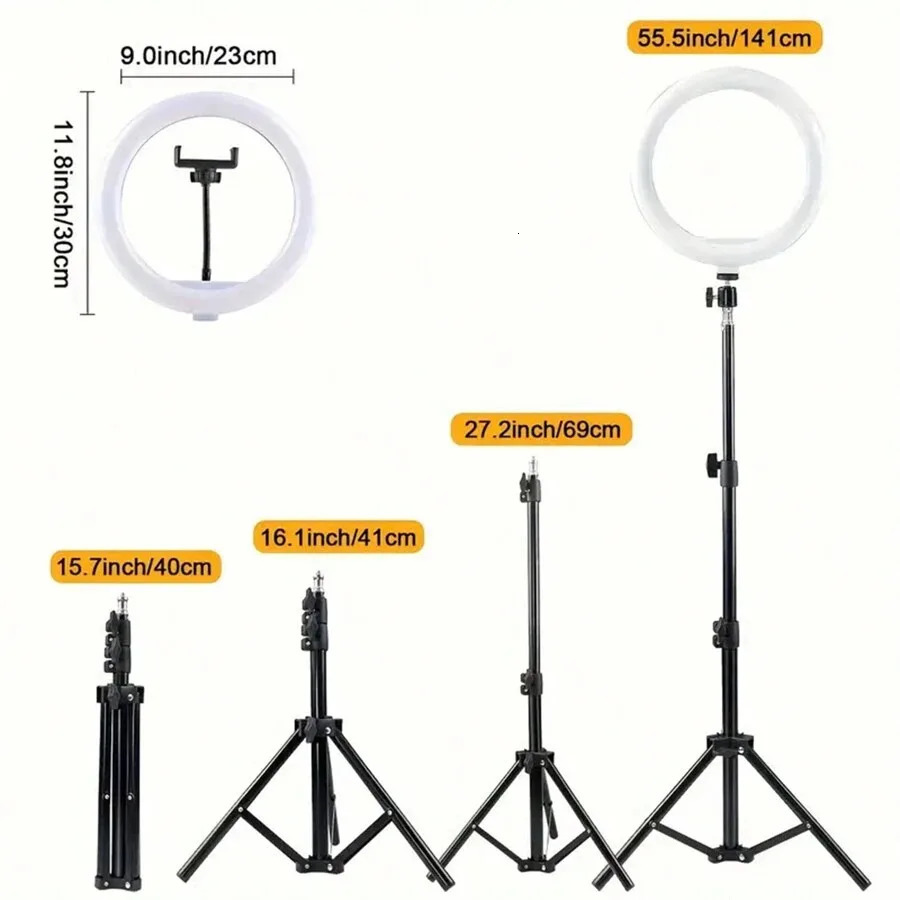 12inch ring light tripod USB Remote Ring Selfie Light With Tripod Illuminate Your Brilliance 250729