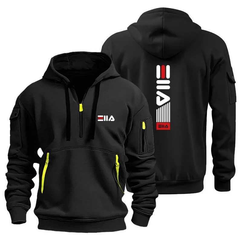 Mens outdoor long-sleeved hooded sweatshirt with zipper sporty casual and fitness pullover for autumn and winter 2025 Y250811