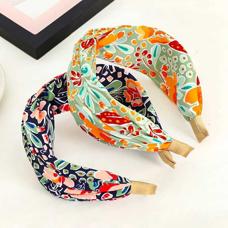 New Fashion Wen Hairband Print Wide Band Cross Knot Turban Flower Hair Hoop Bands Bezel Girls Hair Accessories Dress X250812