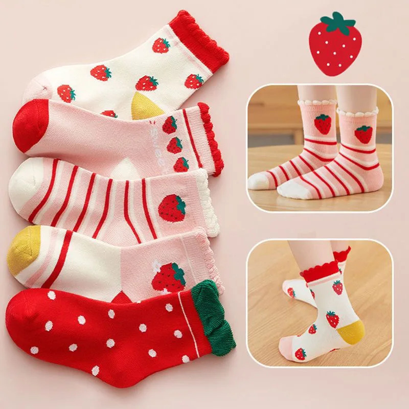 5 Pairs Of Autumn And Winter Childrens Socks Striped Sailboat Boys 4 to 8 Year Old girls socks ruffle 250812