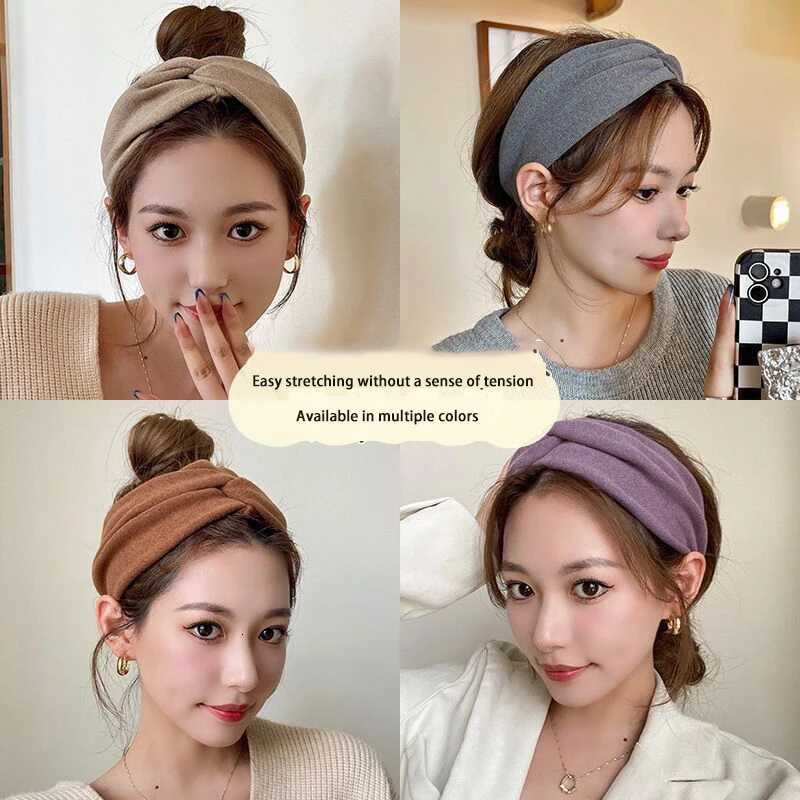 Korean Style Wide Cross Bands for Women Solid Hairband Elastic Sports Yoga Wear Girls Hair Band Hair Accessories New X250812