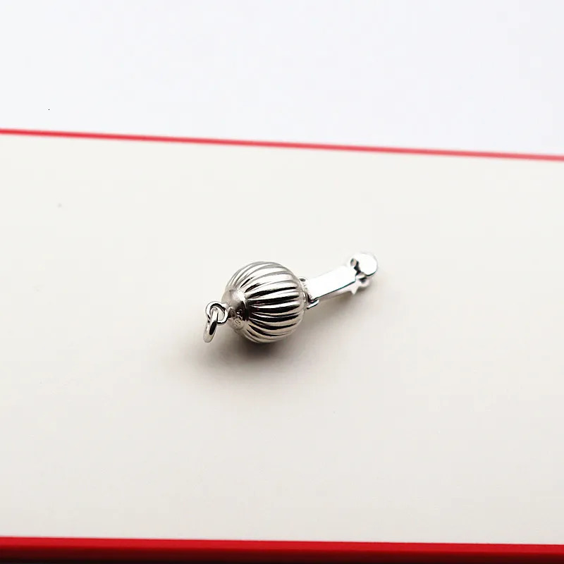 Solid 925 Sterling Silver Clasp Corrugated Round Box Buckle Safety Tab Loop for Pearl Necklace Jewelry DIY Making Components 250807