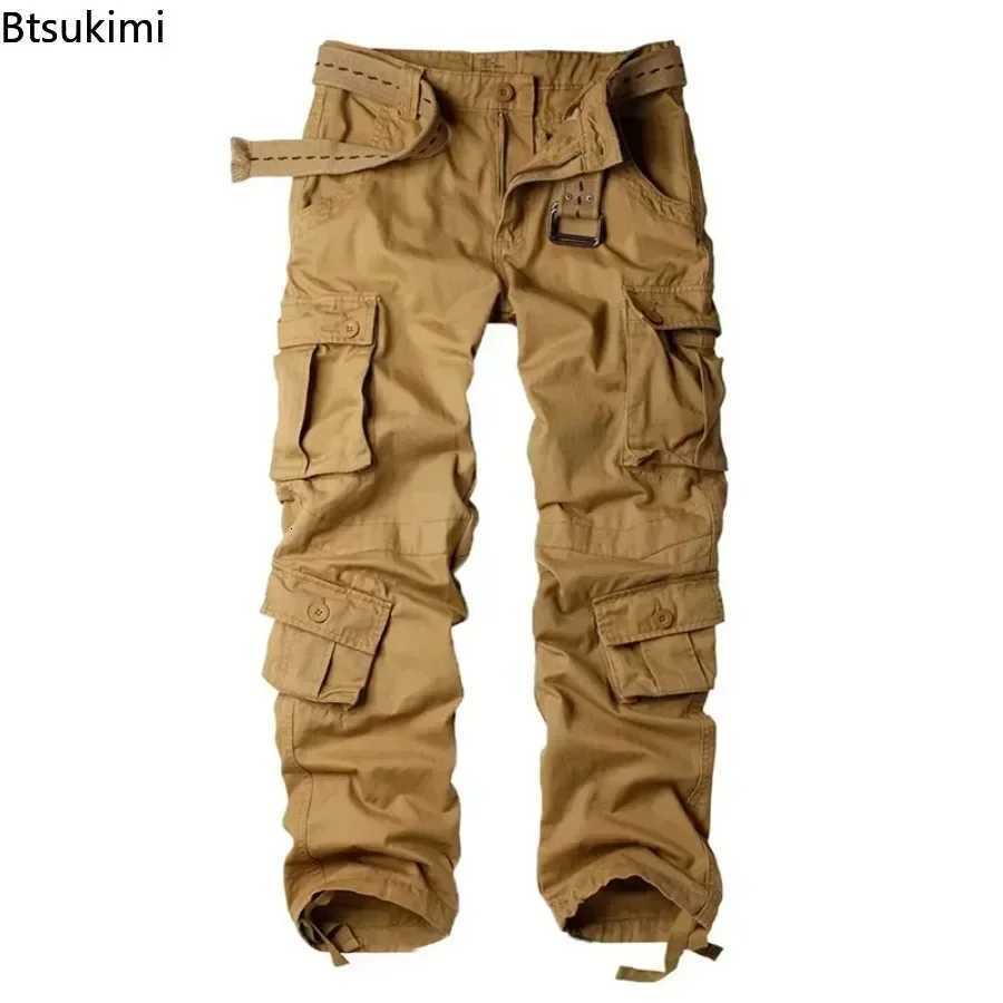 2025 Mens Cotton Cargo Pants Fashion Eight Pockets Sport Trousers Pants Male Oversize Loose Straight Streetwear Pants for Men X250812