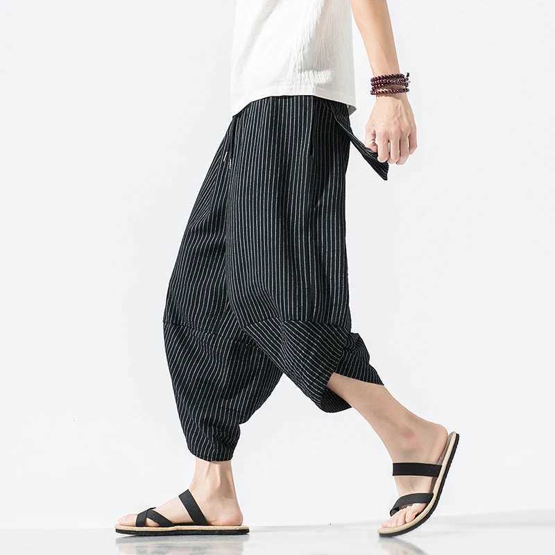 Dropshipping Summer Men Cotton Harem Pants Men Casual Hip Hop Trousers Cross Bloomers Calf-Length Pants Joggers Streetwear Pants W250812