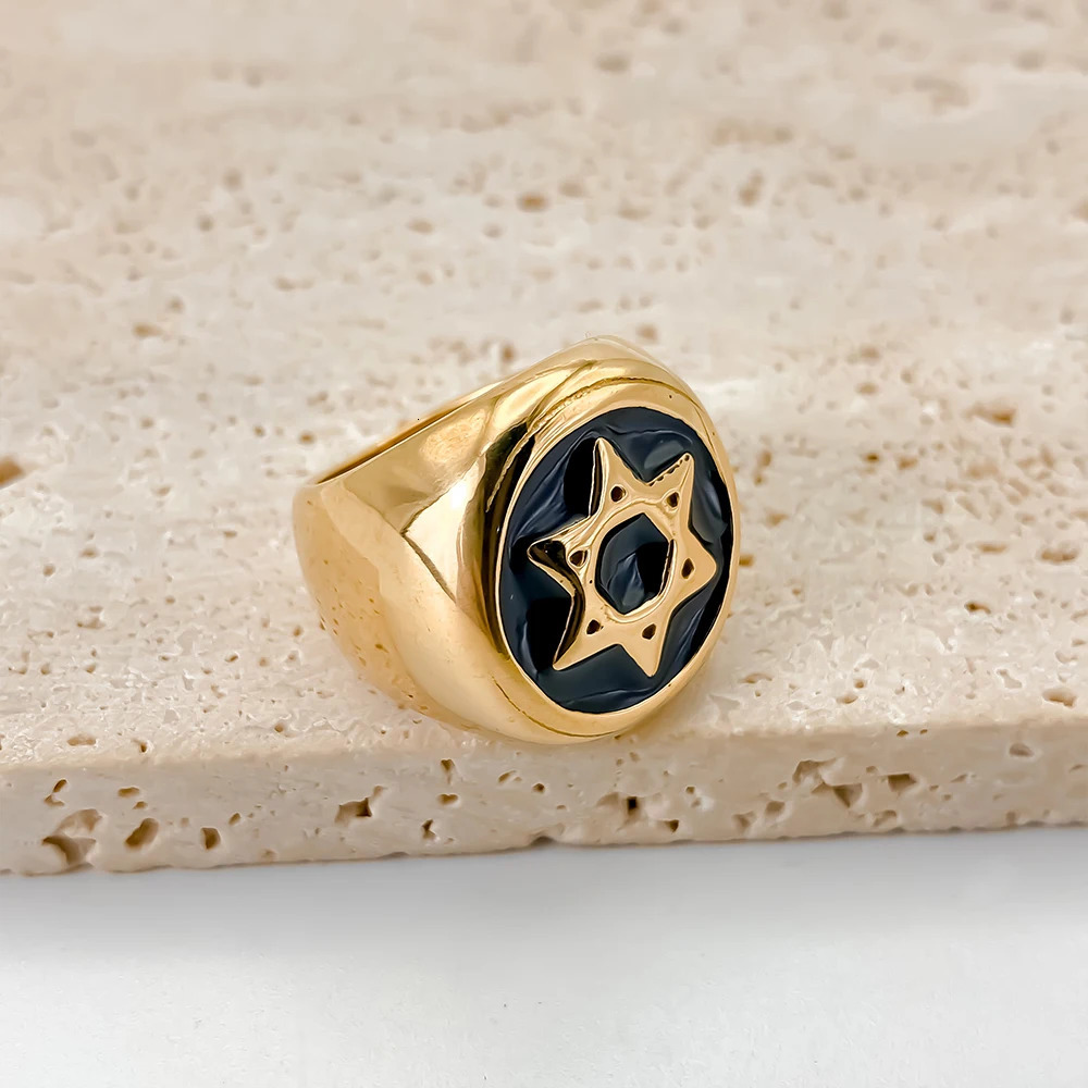 Stainless Steel Men Hip hop Star of David Rings fashion vintage Hexagram Ring jewelry 250812