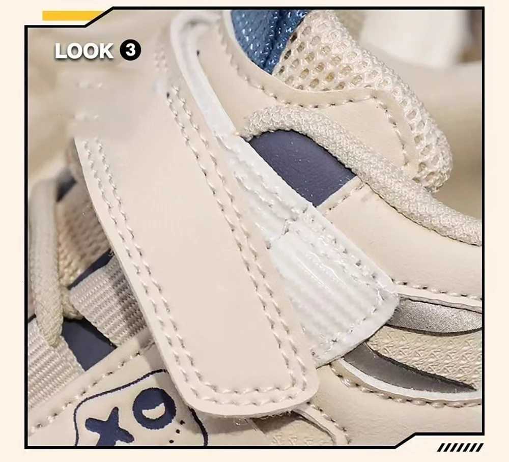 PU Leather Sport Shoes For Children Trend Fashion Teenager Kids Sneakers Anti-slippery Outdoor Boys Girls Running Shoes XJ250812