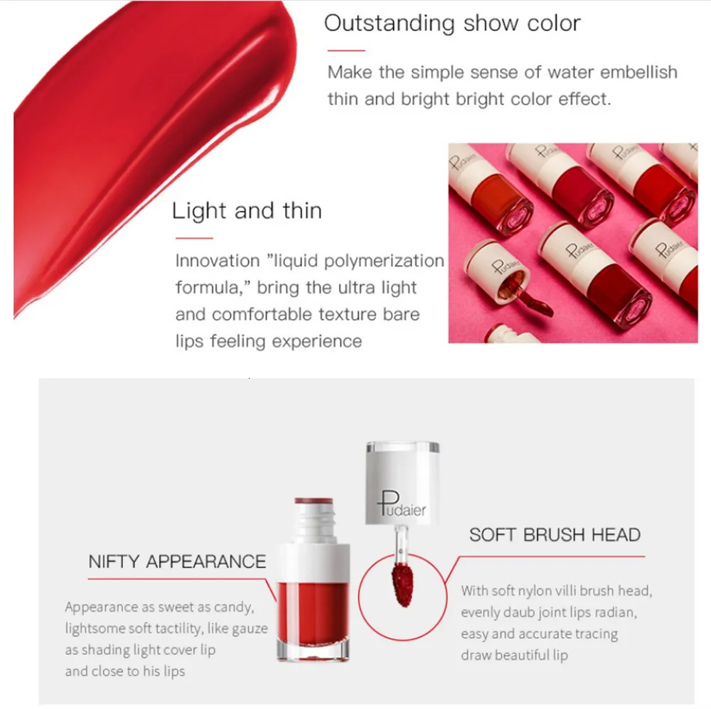 1PC Sexy Pink Womens Lipstick 16 Colors Lasting Waterproof Liquid Pencil Matte Liquid Lipsticks Makeups Non-Stick Cup Lip Gloss 250809